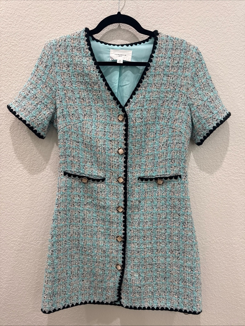 Tuckernuck Pomander Place Blue Woven Tweed Josephine Dress Women’s XS NWOT - Picture 3 of 14